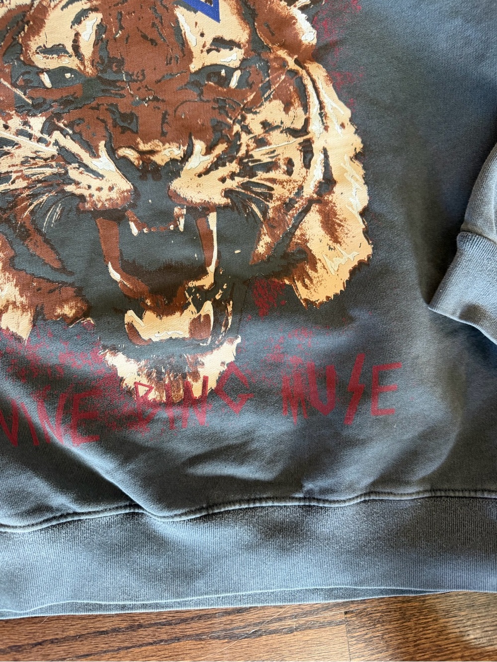Anine Bing Grey Graphic Tiger Crewneck Sweater Medium - Picture 5 of 10